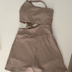 Chic One-Shoulder Tan Dress